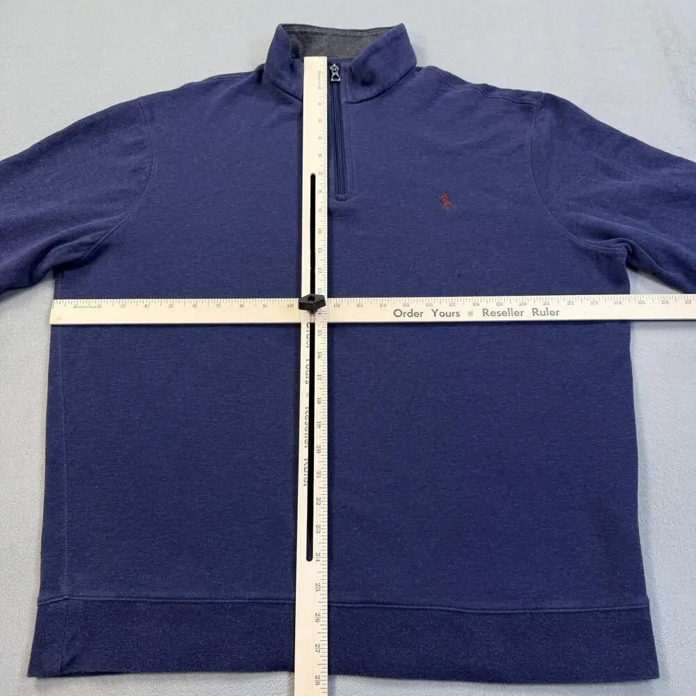 Polo Ralph Lauren Sweatshirt Mens XL Blue 1/4 Zip Mock Neck Pullover Pony Logo